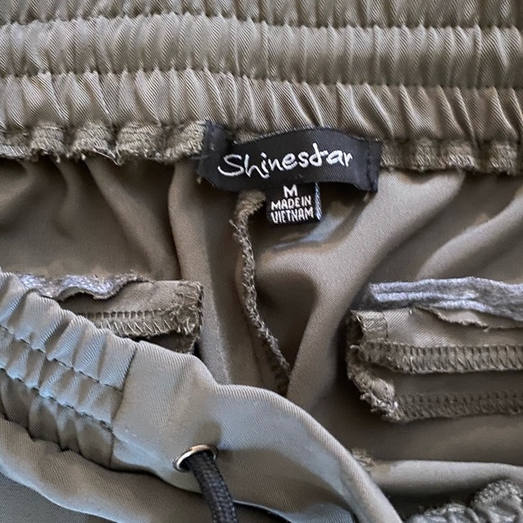 Shinestar Pants Women’s Medium Army Green Ankle length Pockets Drawstring Jogger - Picture 3 of 8